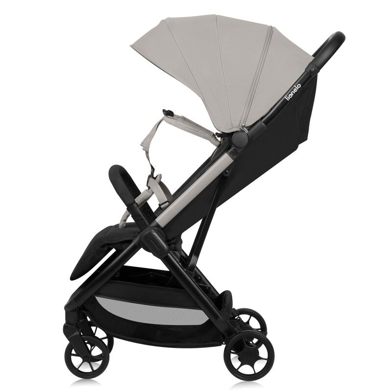 Carucior sport, Lionelo, Julie Air, Greutate redusa - 7.5 kg, Sustine 22 kg, 6 luni+, Capotina impermeabila, Protectie SPF 50+, Include suport sticla, Pliere compacta pentru calatorii, Conform cu EN1888-1 si EN1888-2, Bej