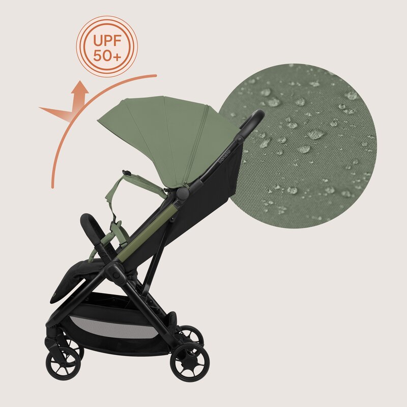 Carucior sport, Lionelo, Julie Air, Greutate redusa - 7.5 kg, Sustine 22 kg, 6 luni+, Capotina impermeabila, Protectie SPF 50+, Include suport sticla, Pliere compacta pentru calatorii, Conform cu EN1888-1 si EN1888-2, Verde Sage