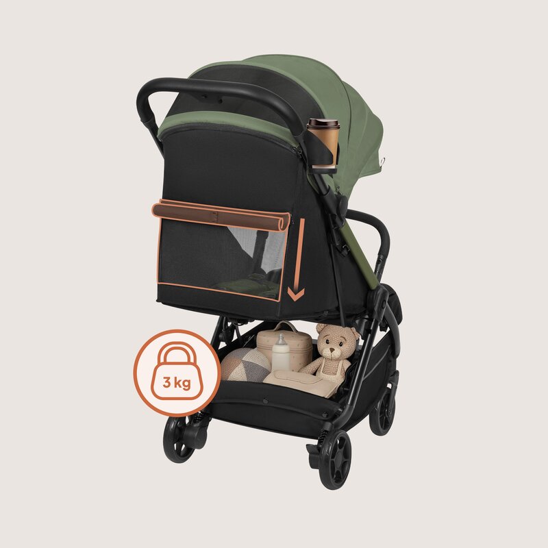 Carucior sport, Lionelo, Julie Air, Greutate redusa - 7.5 kg, Sustine 22 kg, 6 luni+, Capotina impermeabila, Protectie SPF 50+, Include suport sticla, Pliere compacta pentru calatorii, Conform cu EN1888-1 si EN1888-2, Verde Sage
