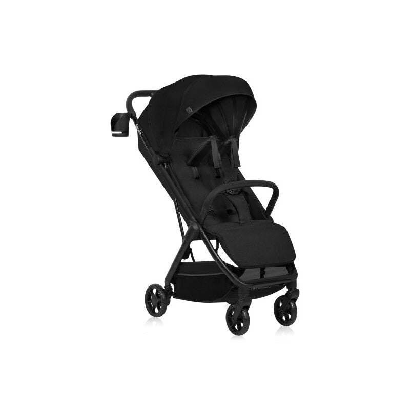 Carucior sport, Lionelo, Julie Air, Greutate redusa - 7.5 kg, Sustine 22 kg, 6 luni+, Capotina impermeabila, Protectie SPF 50+, Include suport sticla, Pliere compacta pentru calatorii, Conform cu EN1888-1 si EN1888-2, Negu Onyx - gogobaby.ro