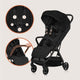 Carucior sport, Lionelo, Julie Air, Greutate redusa - 7.5 kg, Sustine 22 kg, 6 luni+, Capotina impermeabila, Protectie SPF 50+, Include suport sticla, Pliere compacta pentru calatorii, Conform cu EN1888-1 si EN1888-2, Negu Onyx