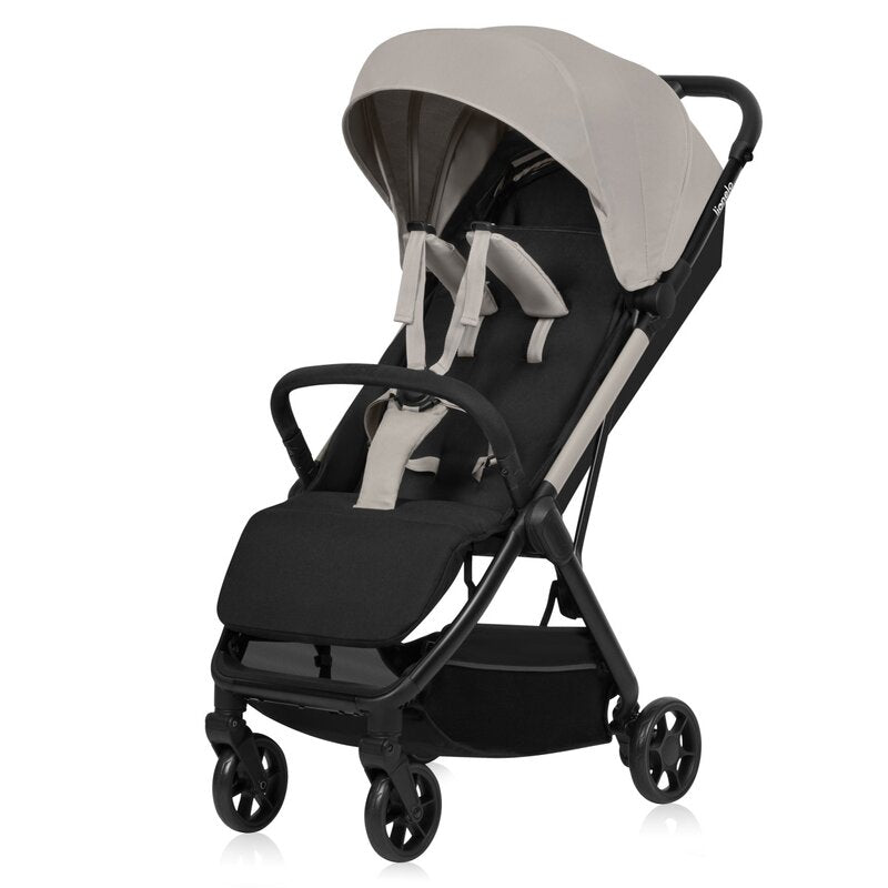 Carucior sport, Lionelo, Julie Air, Greutate redusa - 7.5 kg, Sustine 22 kg, 6 luni+, Capotina impermeabila, Protectie SPF 50+, Include suport sticla, Pliere compacta pentru calatorii, Conform cu EN1888-1 si EN1888-2, Bej