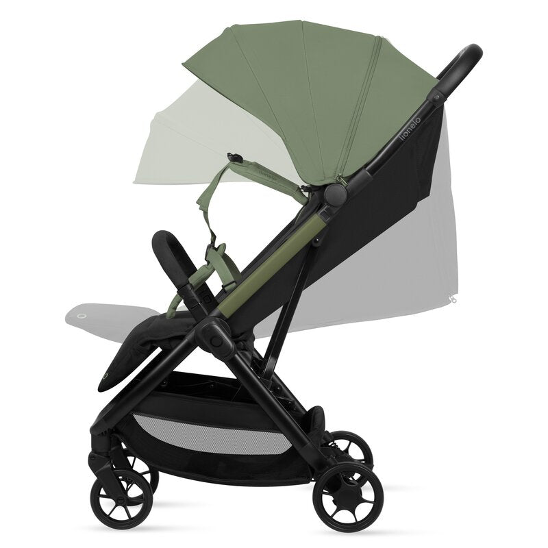 Carucior sport, Lionelo, Julie Air, Greutate redusa - 7.5 kg, Sustine 22 kg, 6 luni+, Capotina impermeabila, Protectie SPF 50+, Include suport sticla, Pliere compacta pentru calatorii, Conform cu EN1888-1 si EN1888-2, Verde Sage