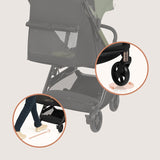 Carucior sport, Lionelo, Julie Air, Greutate redusa - 7.5 kg, Sustine 22 kg, 6 luni+, Capotina impermeabila, Protectie SPF 50+, Include suport sticla, Pliere compacta pentru calatorii, Conform cu EN1888-1 si EN1888-2, Verde Sage