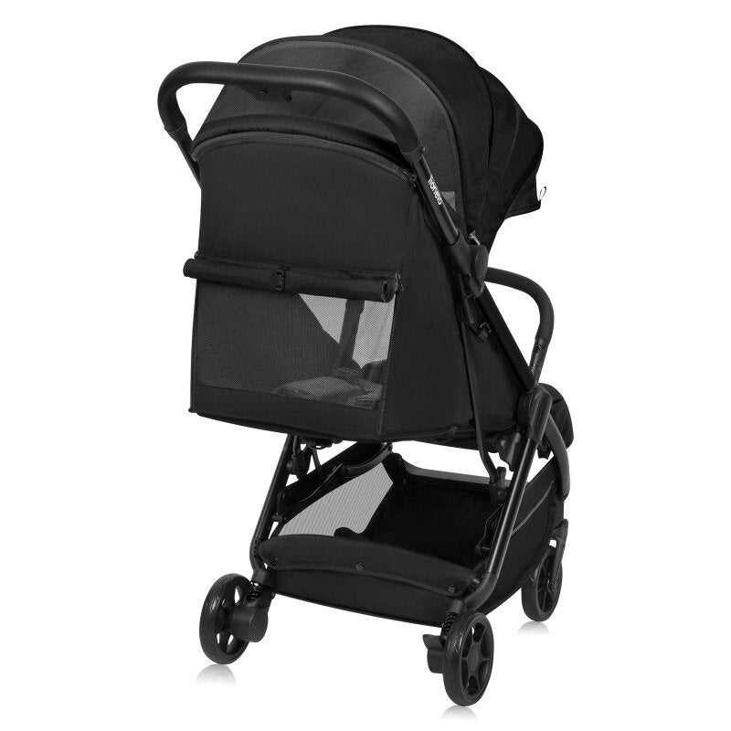 Carucior sport, Lionelo, Julie Air, Greutate redusa - 7.5 kg, Sustine 22 kg, 6 luni+, Capotina impermeabila, Protectie SPF 50+, Include suport sticla, Pliere compacta pentru calatorii, Conform cu EN1888-1 si EN1888-2, Negu Onyx