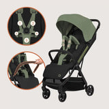 Carucior sport, Lionelo, Julie Air, Greutate redusa - 7.5 kg, Sustine 22 kg, 6 luni+, Capotina impermeabila, Protectie SPF 50+, Include suport sticla, Pliere compacta pentru calatorii, Conform cu EN1888-1 si EN1888-2, Verde Sage