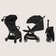 Carucior sport, Lionelo, Julie Air, Greutate redusa - 7.5 kg, Sustine 22 kg, 6 luni+, Capotina impermeabila, Protectie SPF 50+, Include suport sticla, Pliere compacta pentru calatorii, Conform cu EN1888-1 si EN1888-2, Negu Onyx
