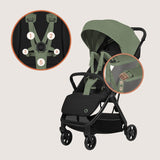 Carucior sport, Lionelo, Julie Air, Greutate redusa - 7.5 kg, Sustine 22 kg, 6 luni+, Capotina impermeabila, Protectie SPF 50+, Include suport sticla, Pliere compacta pentru calatorii, Conform cu EN1888-1 si EN1888-2, Verde Sage