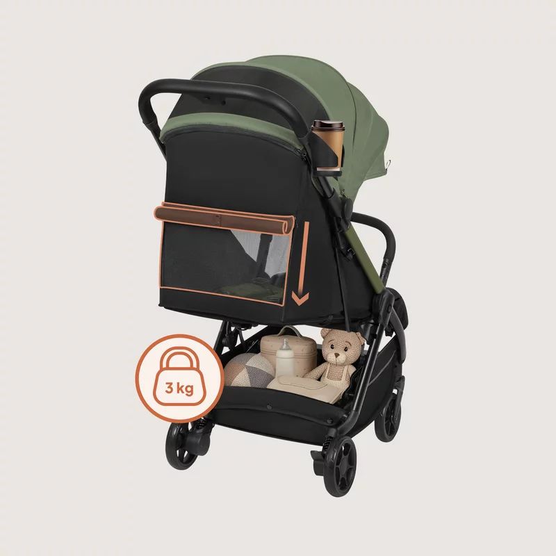 Carucior sport, Lionelo, Julie Air, Greutate redusa - 7.5 kg, Sustine 22 kg, 6 luni+, Capotina impermeabila, Protectie SPF 50+, Include suport sticla, Pliere compacta pentru calatorii, Conform cu EN1888-1 si EN1888-2, Verde Sage
