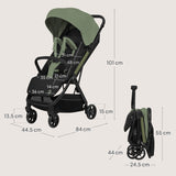 Carucior sport, Lionelo, Julie Air, Greutate redusa - 7.5 kg, Sustine 22 kg, 6 luni+, Capotina impermeabila, Protectie SPF 50+, Include suport sticla, Pliere compacta pentru calatorii, Conform cu EN1888-1 si EN1888-2, Verde Sage