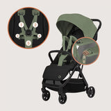 Carucior sport, Lionelo, Julie Air, Greutate redusa - 7.5 kg, Sustine 22 kg, 6 luni+, Capotina impermeabila, Protectie SPF 50+, Include suport sticla, Pliere compacta pentru calatorii, Conform cu EN1888-1 si EN1888-2, Verde Sage