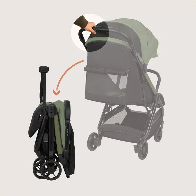 Carucior sport, Lionelo, Julie Air, Greutate redusa - 7.5 kg, Sustine 22 kg, 6 luni+, Capotina impermeabila, Protectie SPF 50+, Include suport sticla, Pliere compacta pentru calatorii, Conform cu EN1888-1 si EN1888-2, Verde Sage