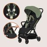 Carucior sport, Lionelo, Julie Air, Greutate redusa - 7.5 kg, Sustine 22 kg, 6 luni+, Capotina impermeabila, Protectie SPF 50+, Include suport sticla, Pliere compacta pentru calatorii, Conform cu EN1888-1 si EN1888-2, Verde Sage