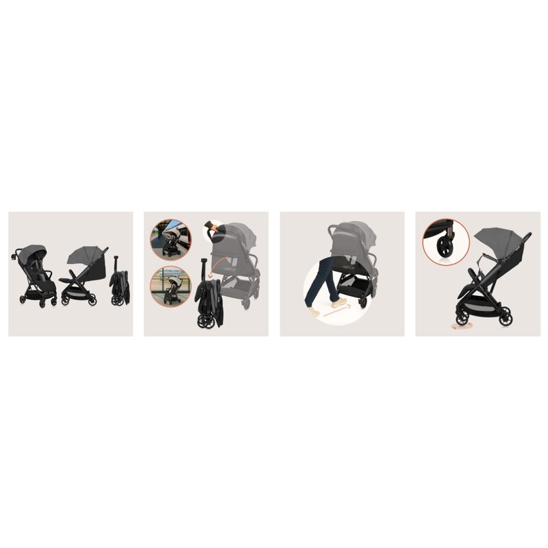 Carucior sport, Lionelo, Julie Air, Greutate redusa - 7.5 kg, Sustine 22 kg, 6 luni+, Capotina impermeabila, Protectie SPF 50+, Include suport sticla, Pliere compacta pentru calatorii, Conform cu EN1888-1 si EN1888-2, Gri