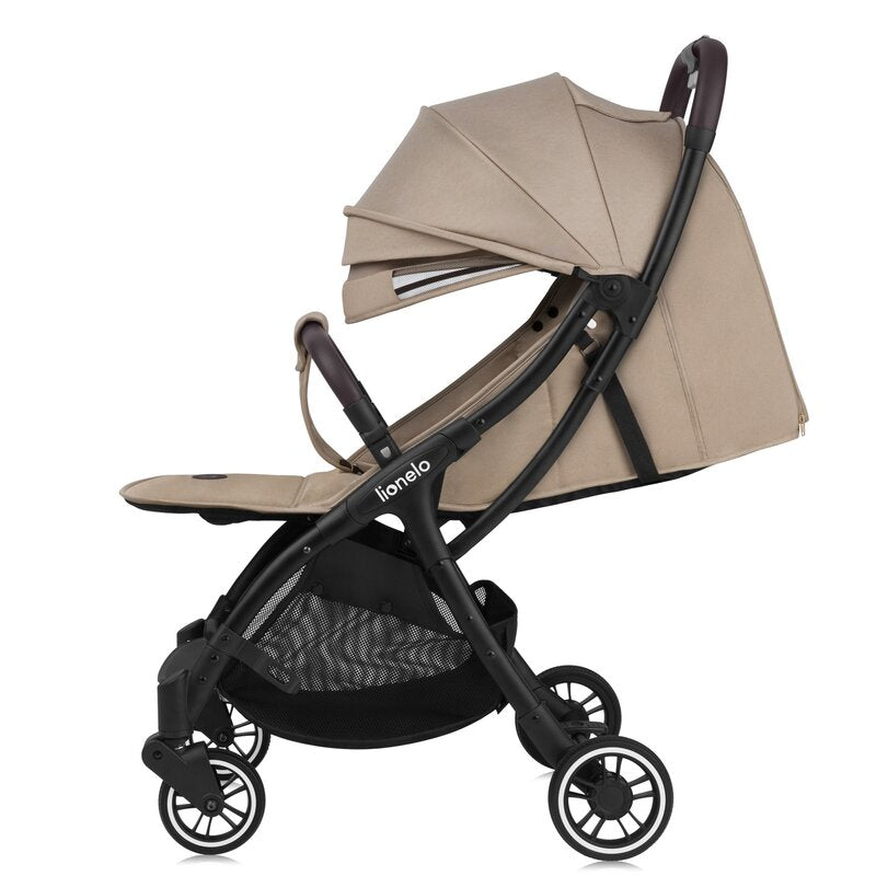 Carucior sport, Lionelo, Julie One, De la nastere, Greutate redusa, Cu accesorii, Cadru din aluminiu, 0-22 kg, Pliere compacta pentru avion, Conform cu standardele europene de securitate EN1888-1 si EN1888-2, Bej