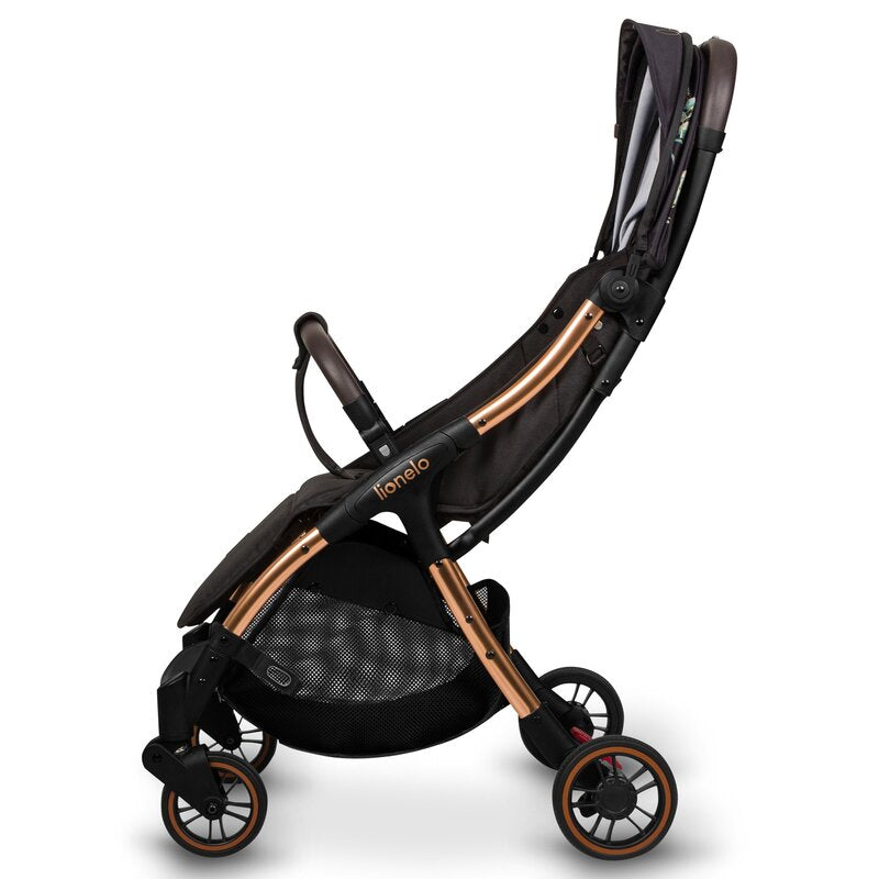 Carucior sport, Lionelo, Julie One, Editie limitata Golden Moments, De la nastere, Greutate redusa, Cu accesorii, Cadru din aluminiu, 0-22 kg, Pliere compacta pentru avion, Conform cu standardele europene de securitate EN1888-1 si EN1888-2, Negru