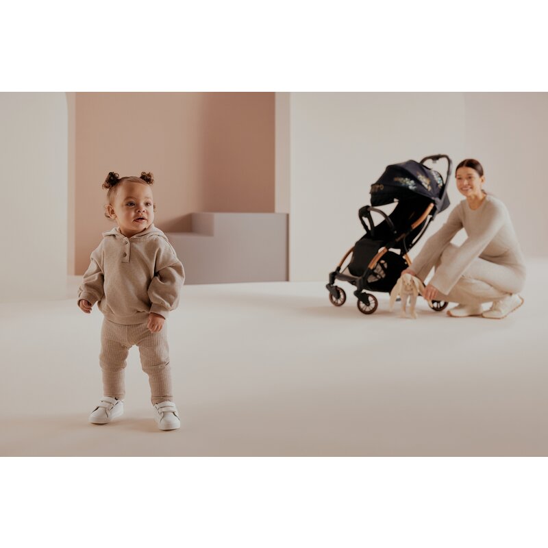 Carucior sport, Lionelo, Julie One, Editie limitata Golden Moments, De la nastere, Greutate redusa, Cu accesorii, Cadru din aluminiu, 0-22 kg, Pliere compacta pentru avion, Conform cu standardele europene de securitate EN1888-1 si EN1888-2, Negru