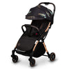 Carucior sport, Lionelo, Julie One, Editie limitata Golden Moments, De la nastere, Greutate redusa, Cu accesorii, Cadru din aluminiu, 0-22 kg, Pliere compacta pentru avion, Conform cu standardele europene de securitate EN1888-1 si EN1888-2, Negru - gogobaby.ro
