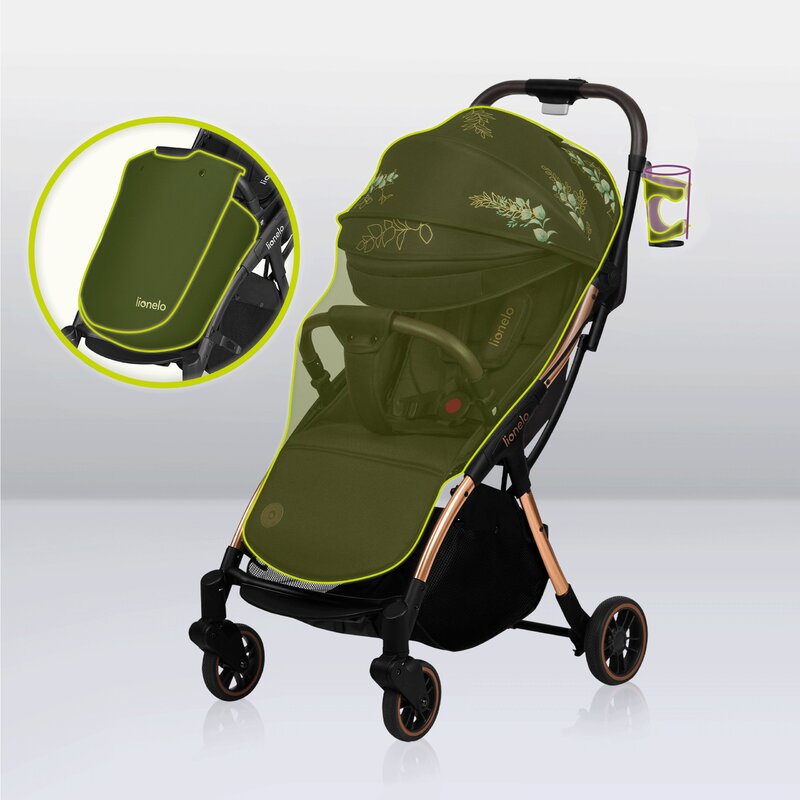 Carucior sport, Lionelo, Julie One, Editie limitata Golden Moments, De la nastere, Greutate redusa, Cu accesorii, Cadru din aluminiu, 0-22 kg, Pliere compacta pentru avion, Conform cu standardele europene de securitate EN1888-1 si EN1888-2, Negru