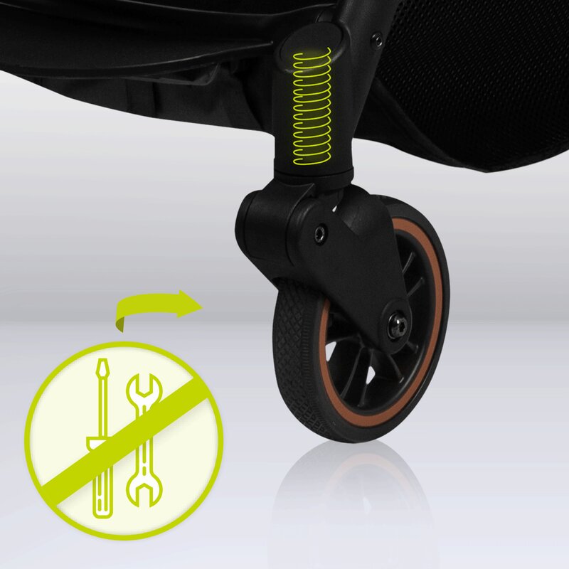 Carucior sport, Lionelo, Julie One, Editie limitata Golden Moments, De la nastere, Greutate redusa, Cu accesorii, Cadru din aluminiu, 0-22 kg, Pliere compacta pentru avion, Conform cu standardele europene de securitate EN1888-1 si EN1888-2, Negru