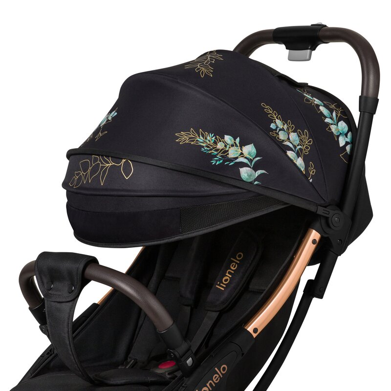 Carucior sport, Lionelo, Julie One, Editie limitata Golden Moments, De la nastere, Greutate redusa, Cu accesorii, Cadru din aluminiu, 0-22 kg, Pliere compacta pentru avion, Conform cu standardele europene de securitate EN1888-1 si EN1888-2, Negru