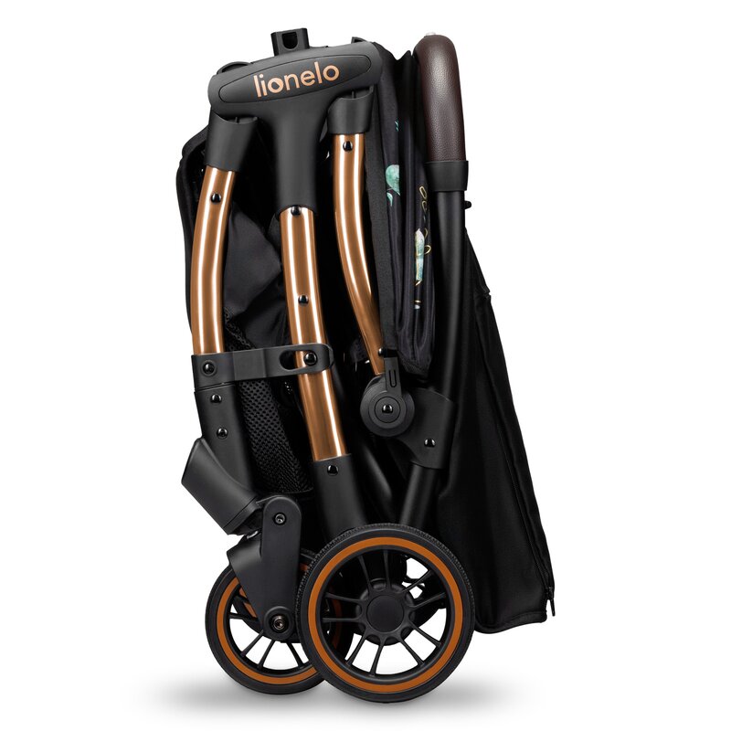 Carucior sport, Lionelo, Julie One, Editie limitata Golden Moments, De la nastere, Greutate redusa, Cu accesorii, Cadru din aluminiu, 0-22 kg, Pliere compacta pentru avion, Conform cu standardele europene de securitate EN1888-1 si EN1888-2, Negru