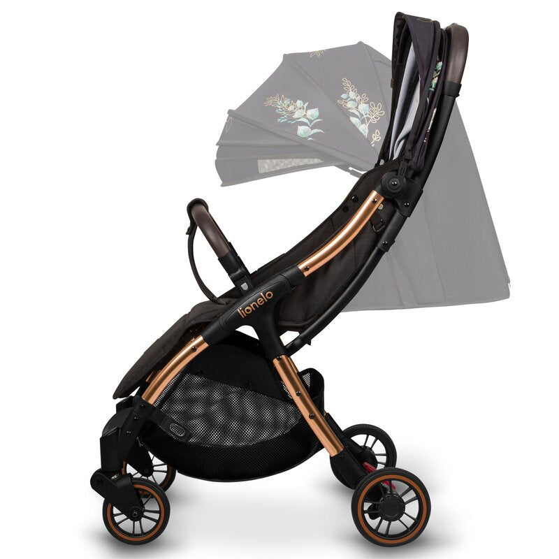Carucior sport, Lionelo, Julie One, Editie limitata Golden Moments, De la nastere, Greutate redusa, Cu accesorii, Cadru din aluminiu, 0-22 kg, Pliere compacta pentru avion, Conform cu standardele europene de securitate EN1888-1 si EN1888-2, Negru