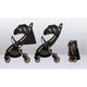 Carucior sport, Lionelo, Julie One, Editie limitata Golden Moments, De la nastere, Greutate redusa, Cu accesorii, Cadru din aluminiu, 0-22 kg, Pliere compacta pentru avion, Conform cu standardele europene de securitate EN1888-1 si EN1888-2, Negru