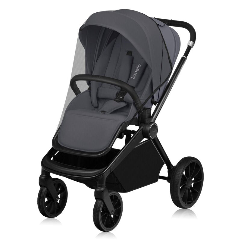 Carucior sport, Lionelo, Mika Plus, Cadru din aluminiu, Copertina XXL, Spatar reglabil in 3 pozitii, Cu accesorii, Pana la 22 kg, 6-48 luni; EN1888-1, EN1888-2 EN1466, Gri