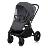 Carucior sport, Lionelo, Mika Plus, Cadru din aluminiu, Copertina XXL, Spatar reglabil in 3 pozitii, Cu accesorii, Pana la 22 kg, 6-48 luni; EN1888-1, EN1888-2 EN1466, Gri