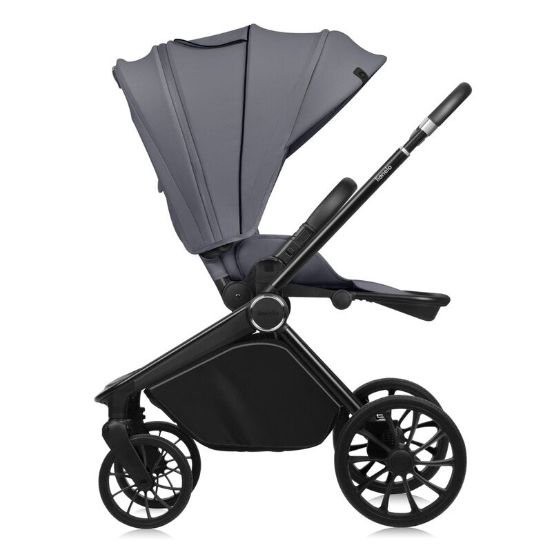 Carucior sport, Lionelo, Mika Plus, Cadru din aluminiu, Copertina XXL, Spatar reglabil in 3 pozitii, Cu accesorii, Pana la 22 kg, 6-48 luni; EN1888-1, EN1888-2 EN1466, Gri