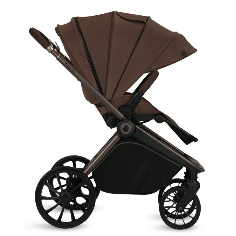 Carucior sport, Lionelo, Mika Plus, Cadru din aluminiu, Copertina XXL, Spatar reglabil in 3 pozitii, Cu accesorii, Pana la 22 kg, 6-48 luni; EN1888-1, EN1888-2 EN1466, Mocha Mousse