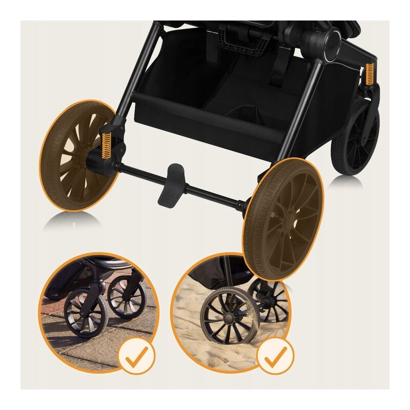 Carucior sport, Lionelo, Mika Plus, Cadru din aluminiu, Copertina XXL, Spatar reglabil in 3 pozitii, Cu accesorii, Pana la 22 kg, 6-48 luni; EN1888-1, EN1888-2 EN1466, Mocha Mousse