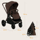 Carucior sport, Lionelo, Mika Plus, Cadru din aluminiu, Copertina XXL, Spatar reglabil in 3 pozitii, Cu accesorii, Pana la 22 kg, 6-48 luni; EN1888-1, EN1888-2 EN1466, Mocha Mousse