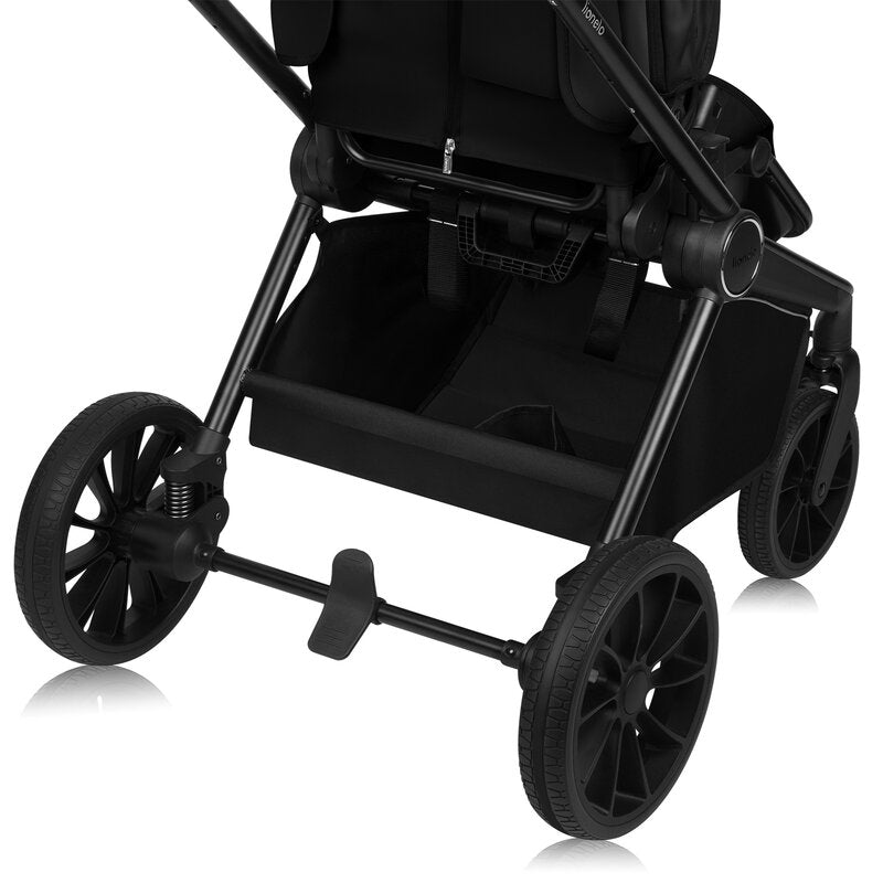 Carucior sport, Lionelo, Mika Plus, Cadru din aluminiu, Copertina XXL, Spatar reglabil in 3 pozitii, Cu accesorii, Pana la 22 kg, 6-48 luni; EN1888-1, EN1888-2 EN1466, Negru