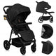 Carucior sport, Lionelo, Mira, Maner reglabil in 5 pozitii, Spatar si suport de picioare reglabile, Plasa de tantari si suport biberon incluse, Pana la 22 kg, 6 luni+, Conform cu EN1888-1, EN1888-2, Testare SGS, Negru