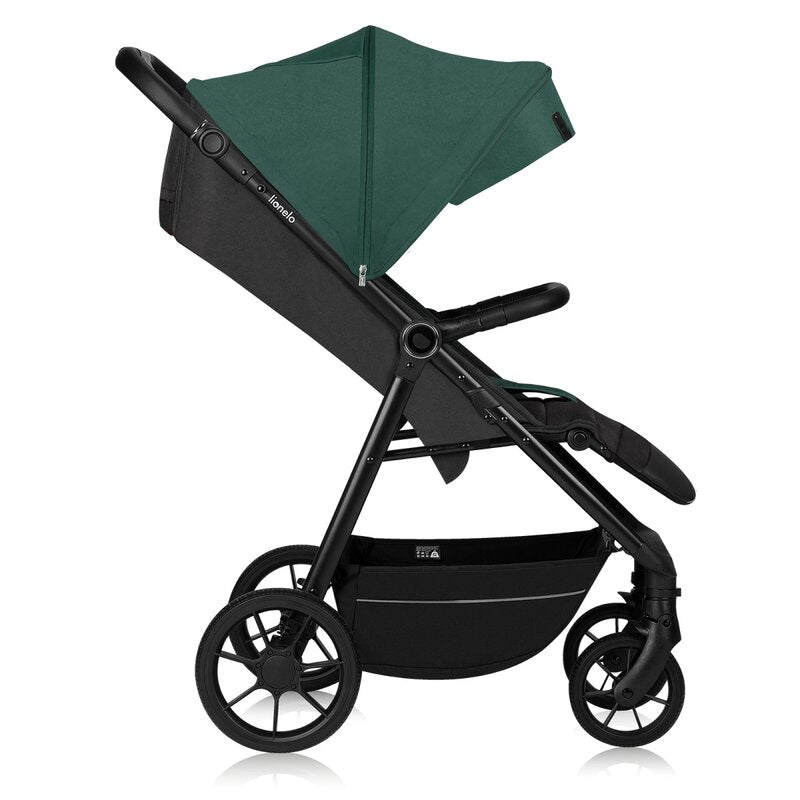 Carucior sport, Lionelo, Mira, Maner reglabil in 5 pozitii, Spatar si suport de picioare reglabile, Plasa de tantari si suport biberon incluse, Pana la 22 kg, 6 luni+, Conform cu EN1888-1, EN1888-2, Testare SGS, Verde
