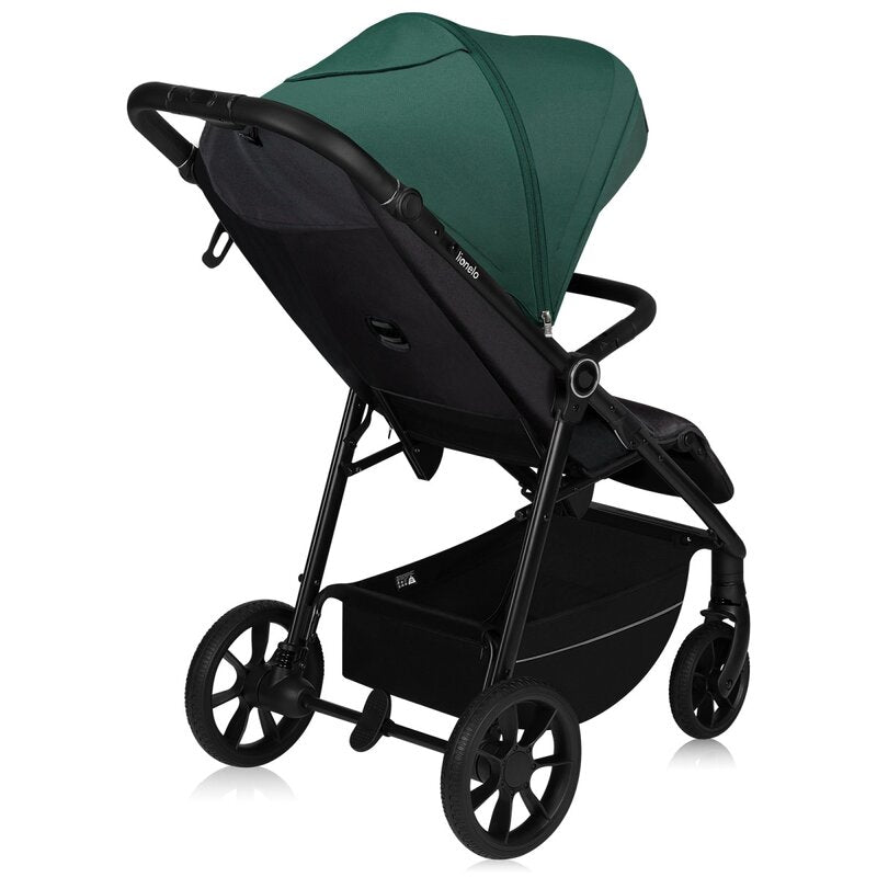 Carucior sport, Lionelo, Mira, Maner reglabil in 5 pozitii, Spatar si suport de picioare reglabile, Plasa de tantari si suport biberon incluse, Pana la 22 kg, 6 luni+, Conform cu EN1888-1, EN1888-2, Testare SGS, Verde