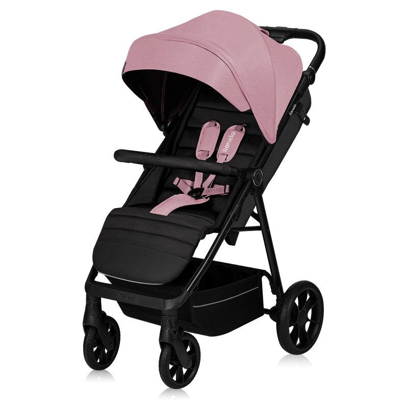 Carucior sport, Lionelo, Mira, Maner reglabil in 5 pozitii, Spatar si suport de picioare reglabile, Plasa de tantari si suport biberon incluse, Pana la 22 kg, 6 luni+, Conform cu EN1888-1, EN1888-2, Testare SGS, Roz - gogobaby.ro