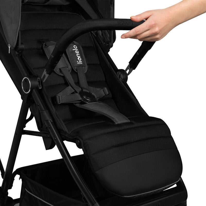 Carucior sport, Lionelo, Mira, Maner reglabil in 5 pozitii, Spatar si suport de picioare reglabile, Plasa de tantari si suport biberon incluse, Pana la 22 kg, 6 luni+, Conform cu EN1888-1, EN1888-2, Testare SGS, Gri - gogobaby.ro