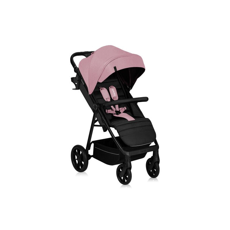 Carucior sport, Lionelo, Mira, Maner reglabil in 5 pozitii, Spatar si suport de picioare reglabile, Plasa de tantari si suport biberon incluse, Pana la 22 kg, 6 luni+, Conform cu EN1888-1, EN1888-2, Testare SGS, Roz - gogobaby.ro