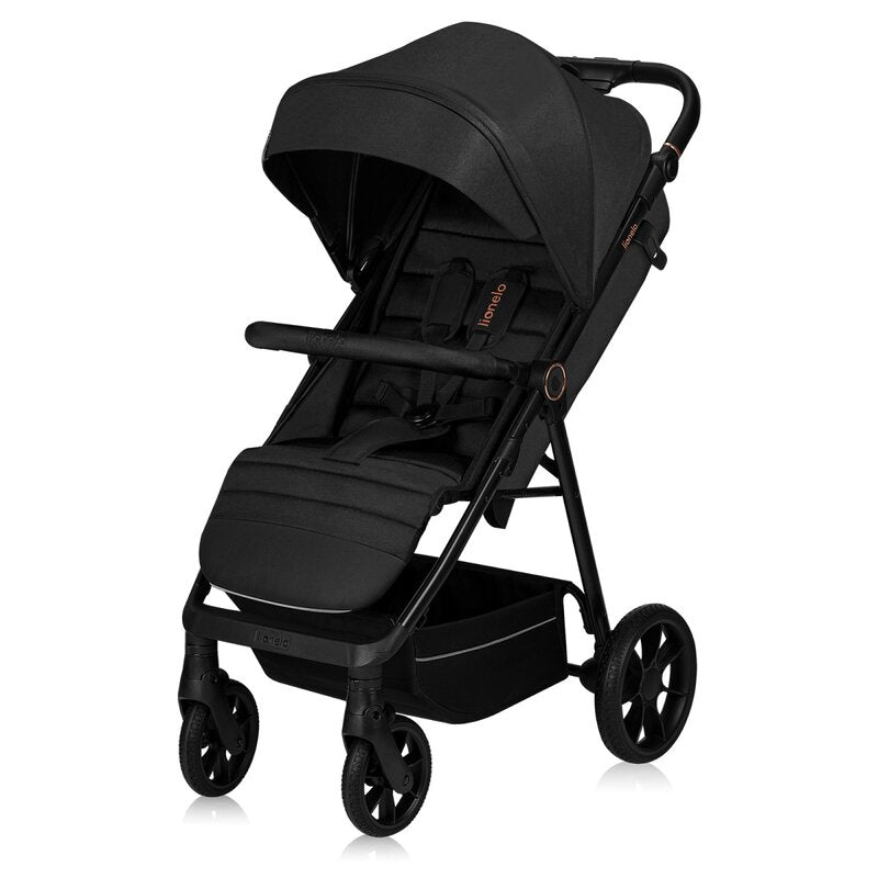 Carucior sport, Lionelo, Mira, Maner reglabil in 5 pozitii, Spatar si suport de picioare reglabile, Plasa de tantari si suport biberon incluse, Pana la 22 kg, 6 luni+, Conform cu EN1888-1, EN1888-2, Testare SGS, Negru - gogobaby.ro