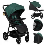 Carucior sport, Lionelo, Mira, Maner reglabil in 5 pozitii, Spatar si suport de picioare reglabile, Plasa de tantari si suport biberon incluse, Pana la 22 kg, 6 luni+, Conform cu EN1888-1, EN1888-2, Testare SGS, Verde