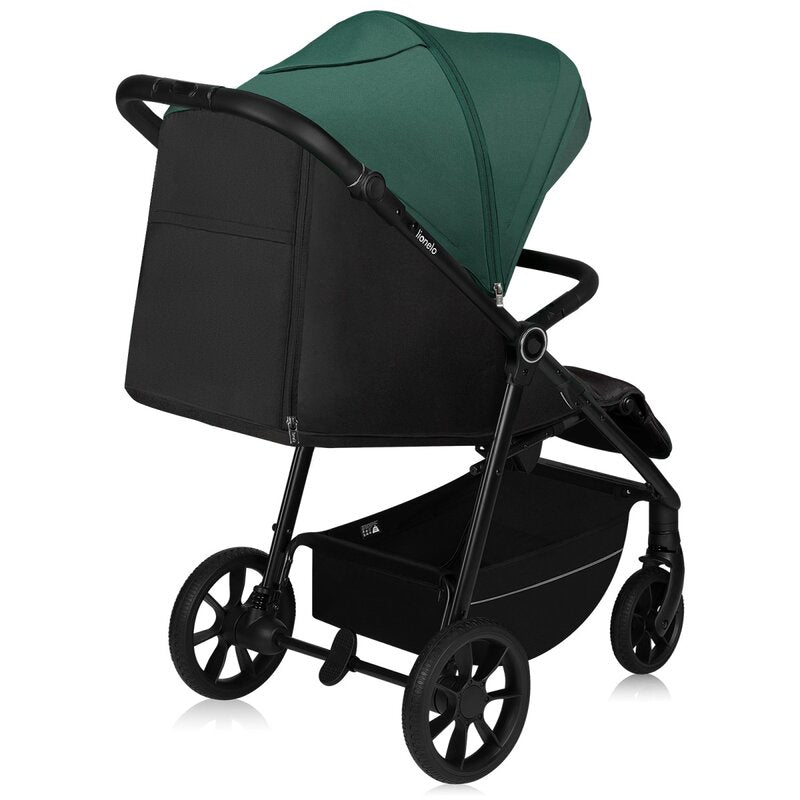 Carucior sport, Lionelo, Mira, Maner reglabil in 5 pozitii, Spatar si suport de picioare reglabile, Plasa de tantari si suport biberon incluse, Pana la 22 kg, 6 luni+, Conform cu EN1888-1, EN1888-2, Testare SGS, Verde