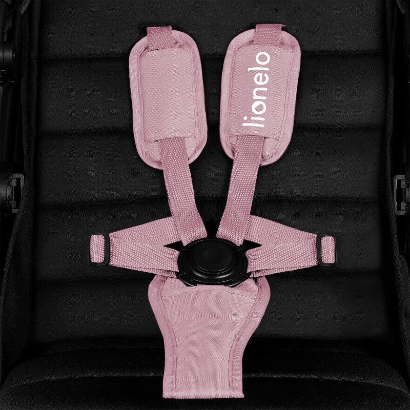 Carucior sport, Lionelo, Mira, Maner reglabil in 5 pozitii, Spatar si suport de picioare reglabile, Plasa de tantari si suport biberon incluse, Pana la 22 kg, 6 luni+, Conform cu EN1888-1, EN1888-2, Testare SGS, Roz - gogobaby.ro