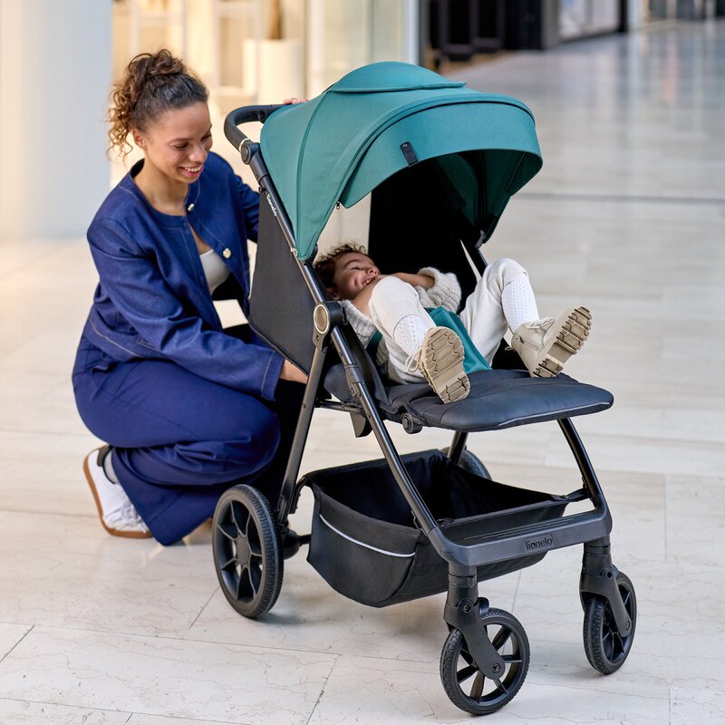 Carucior sport, Lionelo, Mira, Maner reglabil in 5 pozitii, Spatar si suport de picioare reglabile, Plasa de tantari si suport biberon incluse, Pana la 22 kg, 6 luni+, Conform cu EN1888-1, EN1888-2, Testare SGS, Negru - gogobaby.ro
