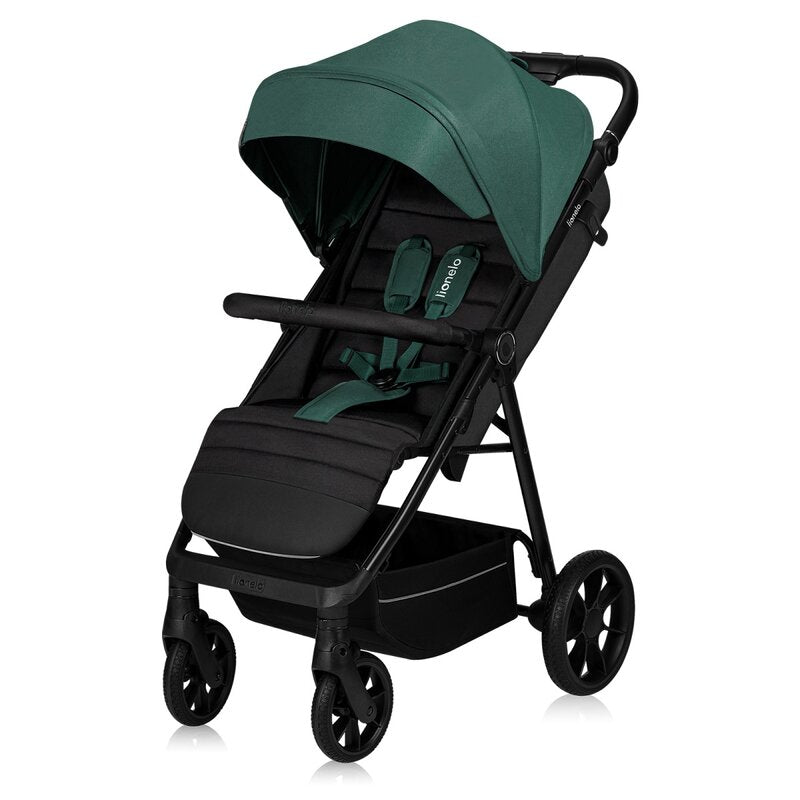 Carucior sport, Lionelo, Mira, Maner reglabil in 5 pozitii, Spatar si suport de picioare reglabile, Plasa de tantari si suport biberon incluse, Pana la 22 kg, 6 luni+, Conform cu EN1888-1, EN1888-2, Testare SGS, Verde - gogobaby.ro