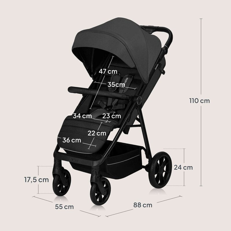 Carucior sport, Lionelo, Mira, Maner reglabil in 5 pozitii, Spatar si suport de picioare reglabile, Plasa de tantari si suport biberon incluse, Pana la 22 kg, 6 luni+, Conform cu EN1888-1, EN1888-2, Testare SGS, Gri - gogobaby.ro