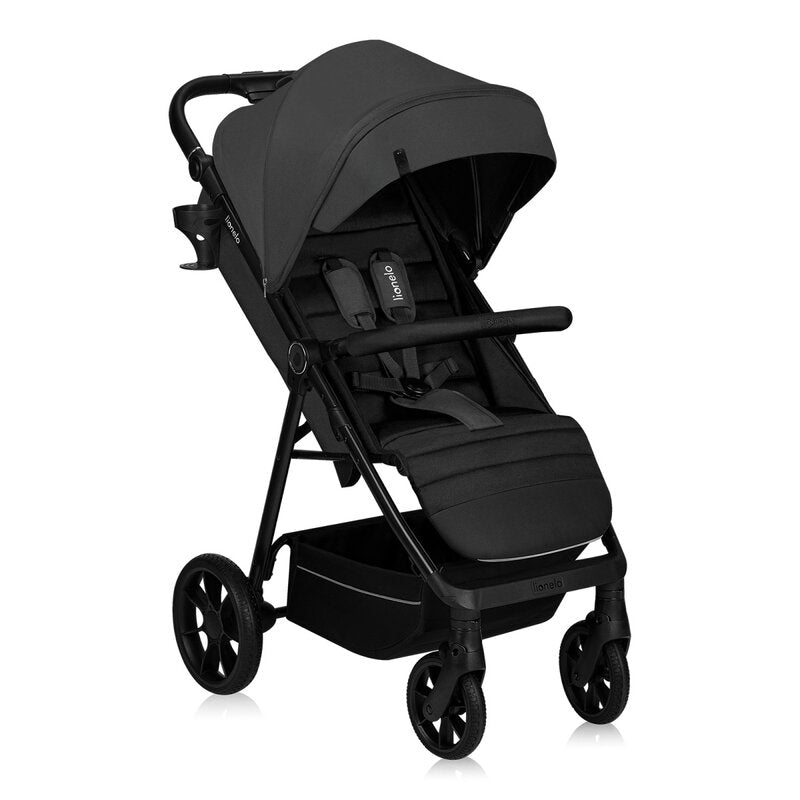 Carucior sport, Lionelo, Mira, Maner reglabil in 5 pozitii, Spatar si suport de picioare reglabile, Plasa de tantari si suport biberon incluse, Pana la 22 kg, 6 luni+, Conform cu EN1888-1, EN1888-2, Testare SGS, Gri