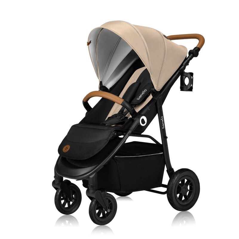 Carucior sport, Lionelo, Natt, De la nastere, Cu accesorii si capotina XXL reglabila, 0 - 22 kg, Conform cu standardele europene de securitate EN1888-1, EN1888-2, Bej